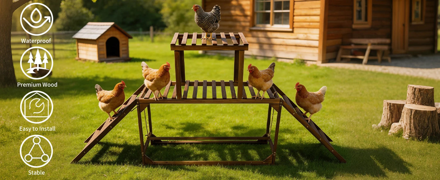 Wood Chicken Perch Coop with Swing Ladder Platform