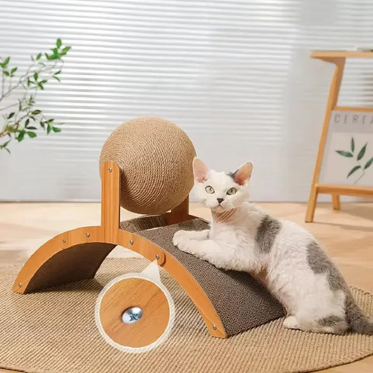 2 In 1, Cat Scratching Ball Wooden Cat Scratcher