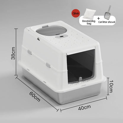 Stainless Steel Cat Litter Box with Flip Cover