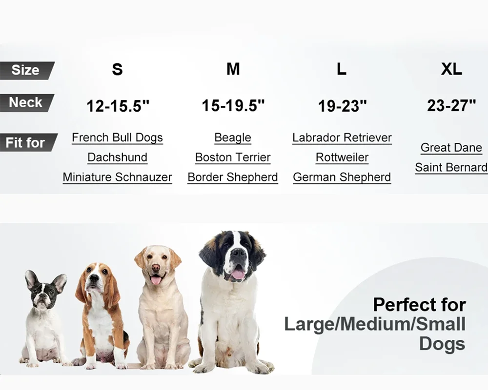 Padded Dog Collars Reflective Adjustable Heavy Duty Nylon Neoprene