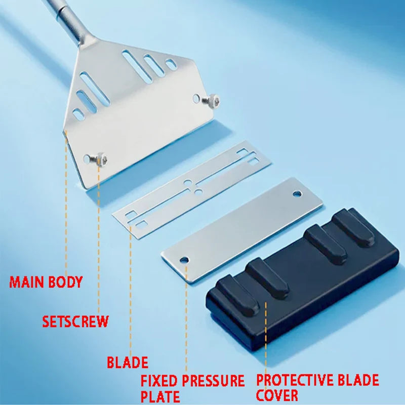 Spatula with labeled parts on a blue background