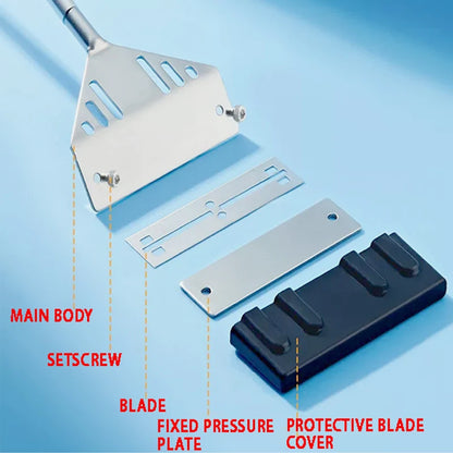 Spatula with labeled parts on a blue background