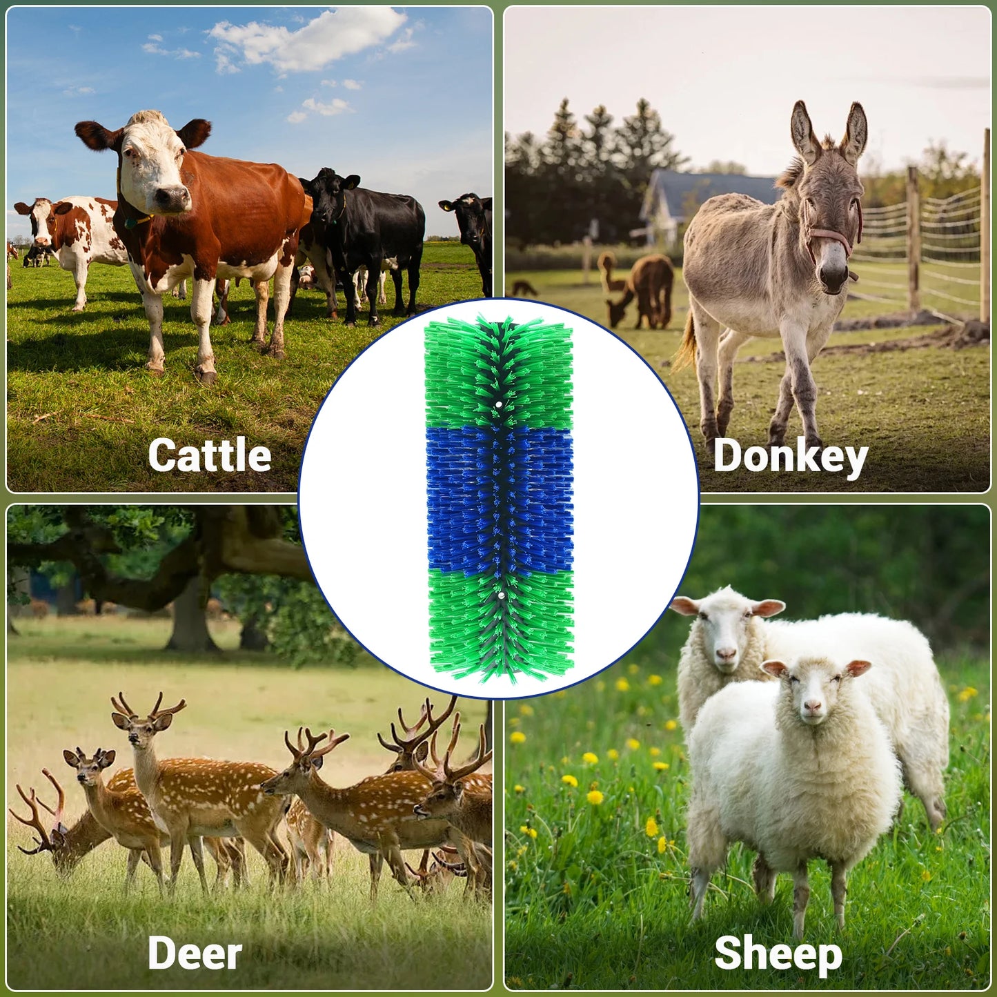 Livestock Scratch Brushes, Full Massage Grooming Brush Kit,