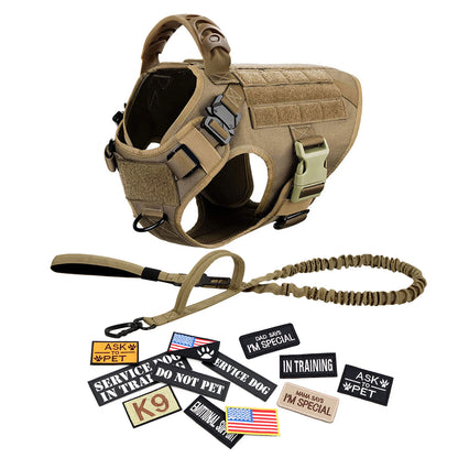 Military Large Dog Harness Collar Leash Bags Patches