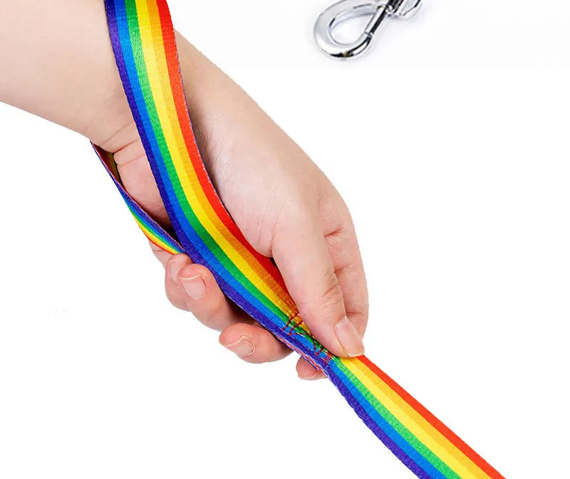 Rainbow Dog Rope Large Medium And Small, Traction Rope Snap On Pet Collar