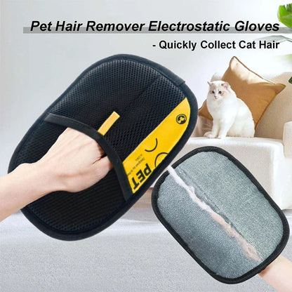 Pet Hair Remover Gloves Electrostatic for Cats Dogs, Reusable Washable