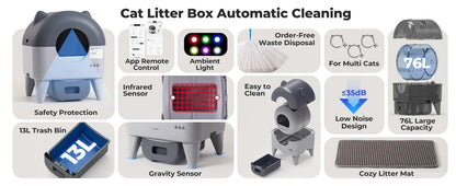 Automatic Cat Litter Box Extra Large Self Cleaning Litter Box