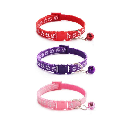 1/6/18pcs Collar With Bell Footprints Colorful Adjustable Bell Ring Necklace Pet
