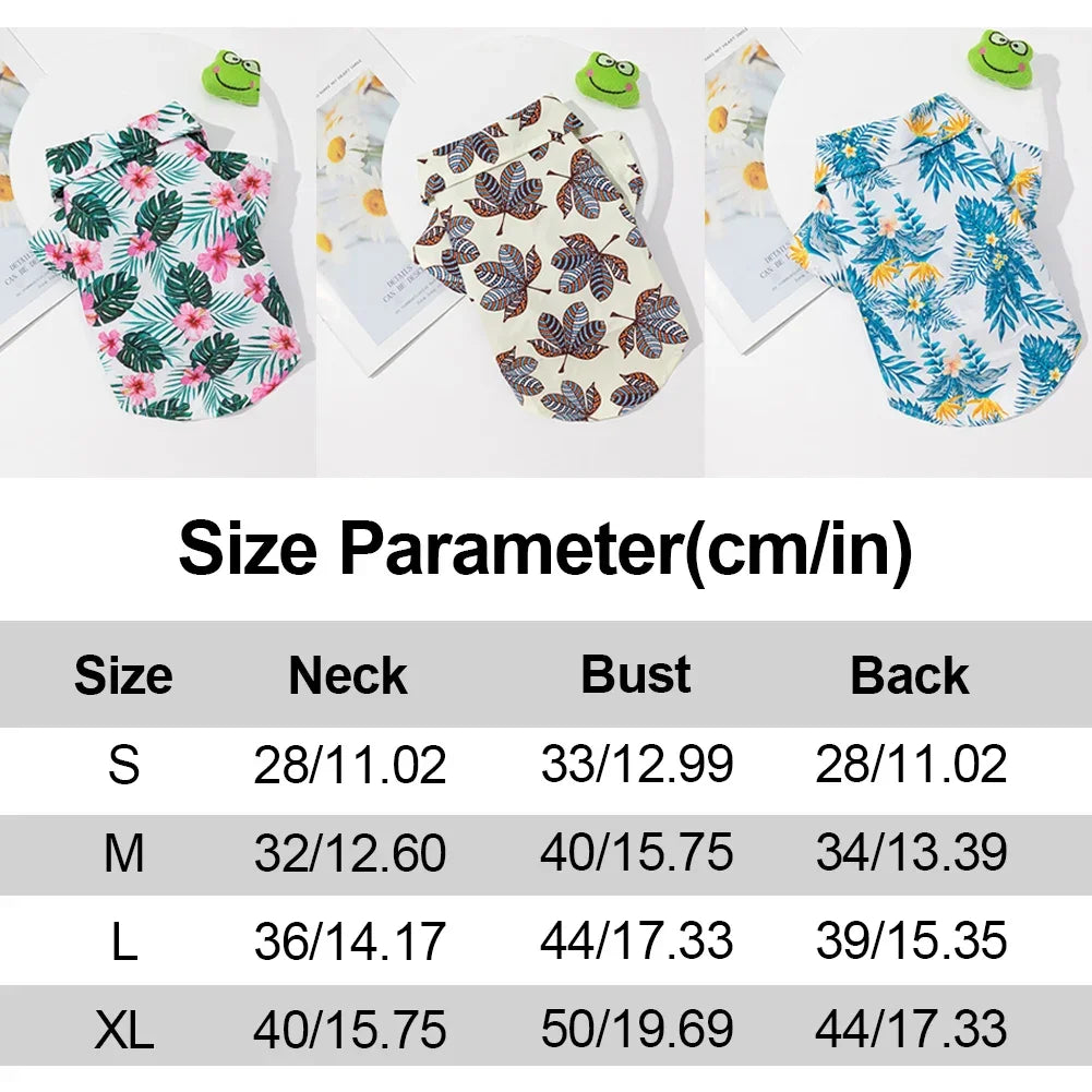 Hawaiian Style  Dog Shirts for Small Medium Dogs Puppy Cat