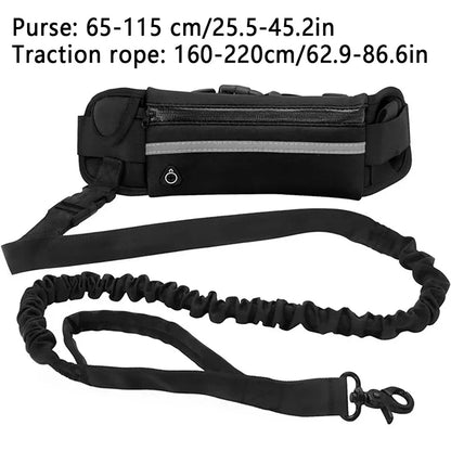 Hands Free Dog Reflective Leash with Waist Bag