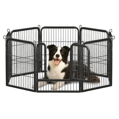 Dog Playpen with Door, Outdoor/Indoor Foldable Metal Fence