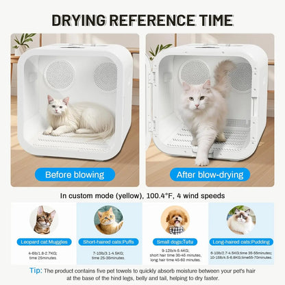 Automatic Pet Hair Dryer Box, 70L Dual Motor Fans Blower