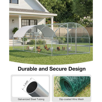 Outdoor Chicken Run with Cover, 19.5x10x6.4ft
