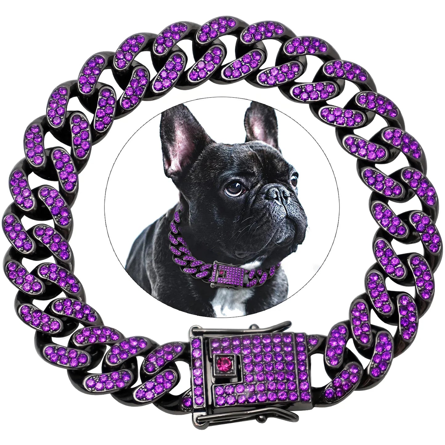 Dog Chain Collar Diamond Cuban Link Necklace Metal Cat Chain