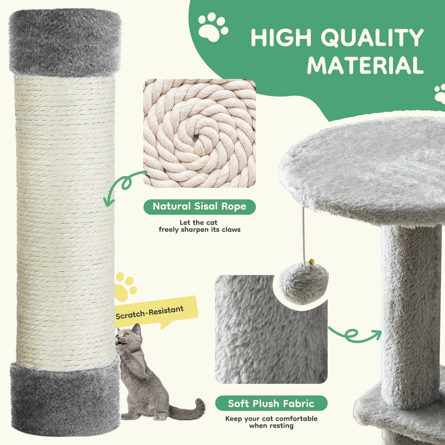 44In Cat Tree Multi-Cat Climbing Tower Scratching Posts