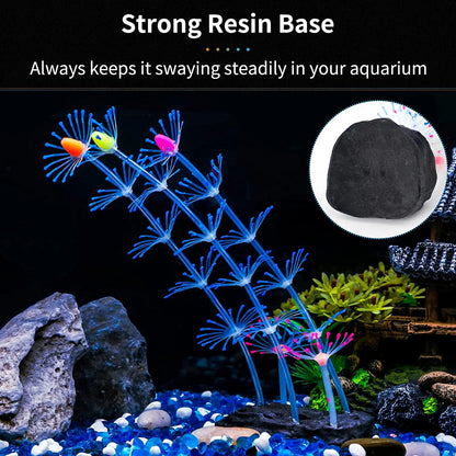 Glowing Silicone Coral Aquarium Decor with Suction Cups