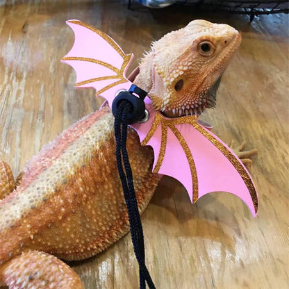 3 Pcs Adjustable Bearded Dragon Leash With Bat Wings Lizard Harness