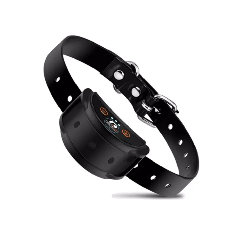 Black dog collar with a electronic device on a white background