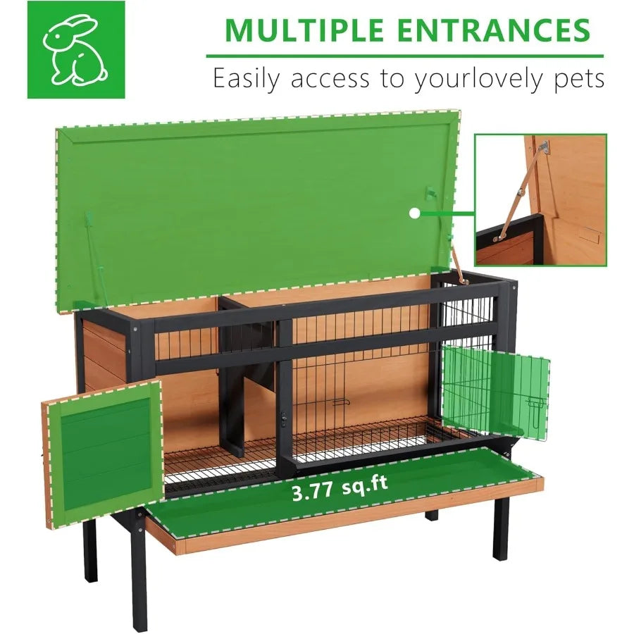 Rabbit Hutch for Small Pets Deep Pull-Out Tray Waterproof