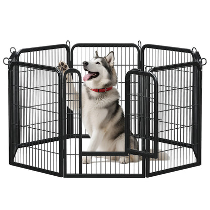 Dog Playpen with Door, Outdoor/Indoor Foldable Metal Fence