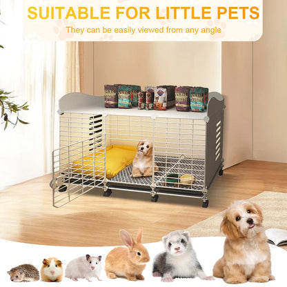 Kennel with Wheels & Tray Indoor  Wired Cage  Small/Medium dog