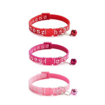 1/6/18pcs Collar With Bell Footprints Colorful Adjustable Bell Ring Necklace Pet