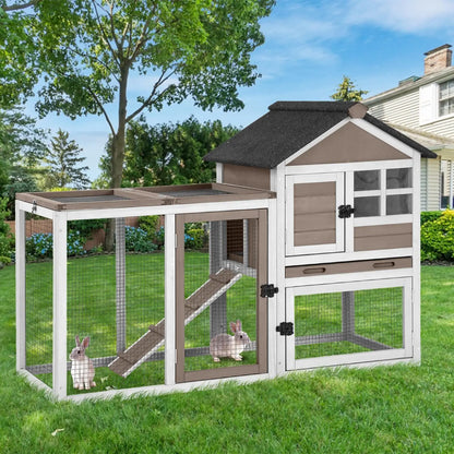 2-Story Rabbit Hutch Full Metal Frame- 62" with 6 locking casters