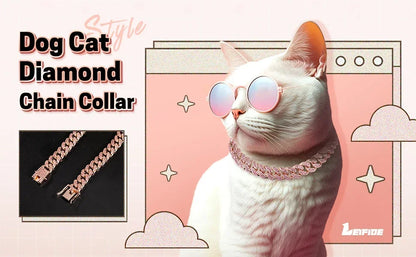 Dog Chain Collar Diamond Cuban Link Necklace Metal Cat Chain