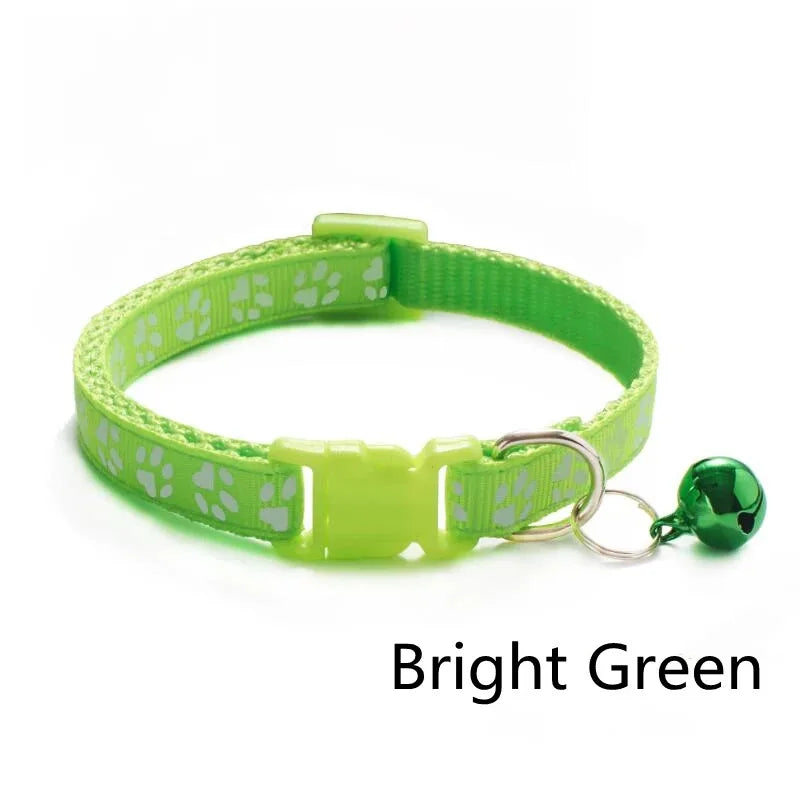 1/6/18pcs Collar With Bell Footprints Colorful Adjustable Bell Ring Necklace Pet