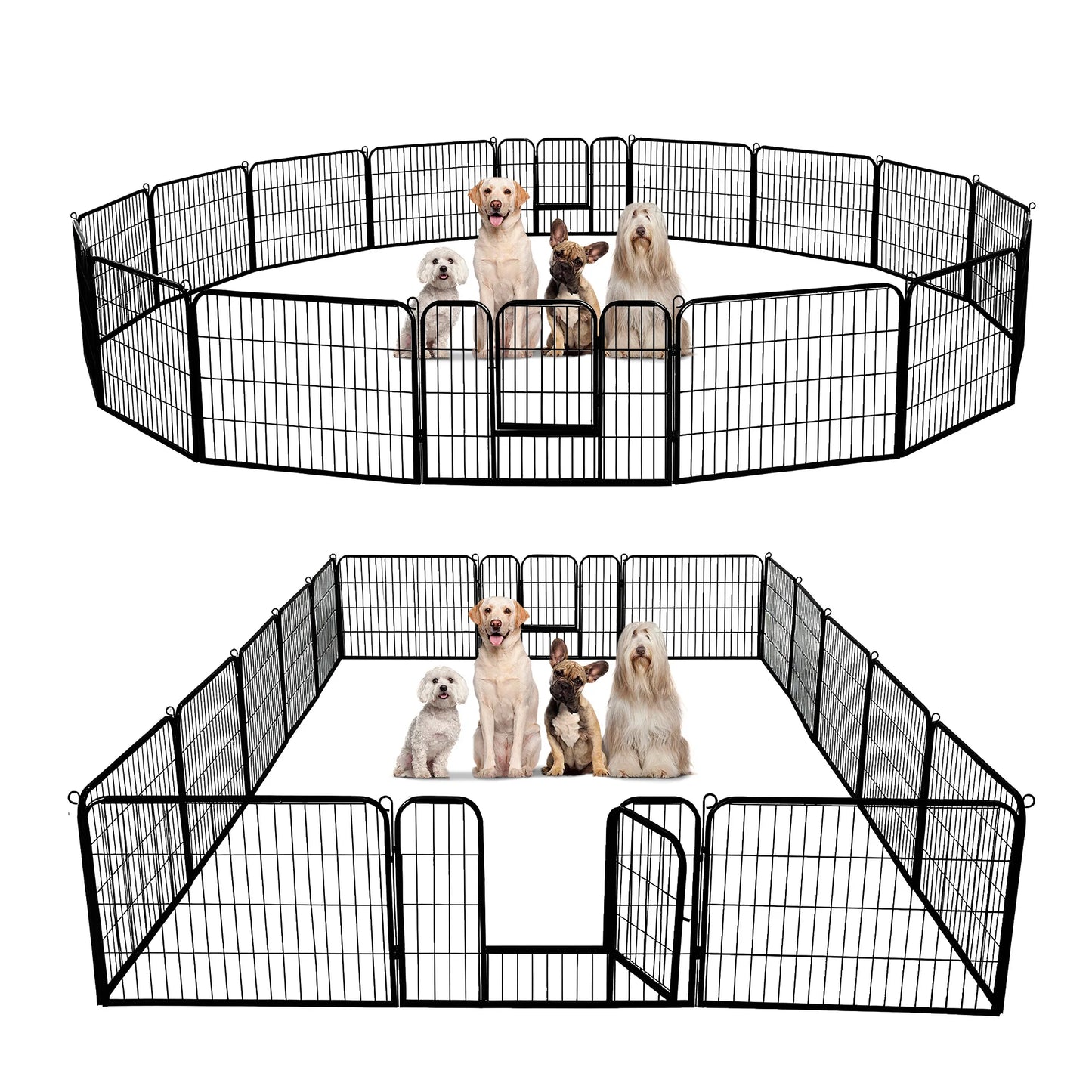 Dog Playpen with Door, Outdoor/Indoor Foldable Metal Fence