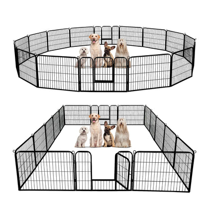 Dog Playpen with Door, Outdoor/Indoor Foldable Metal Fence
