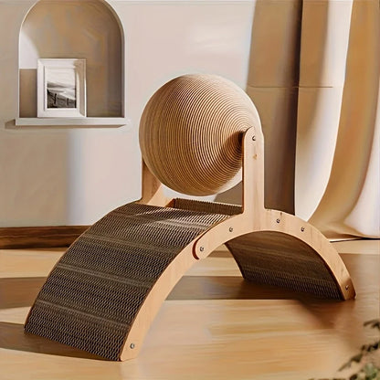 2 In 1, Cat Scratching Ball Wooden Cat Scratcher