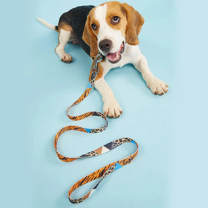 Colorful Silk-Print Cat & Dogs Lead Rope Fashion Nylon Dog Leashes