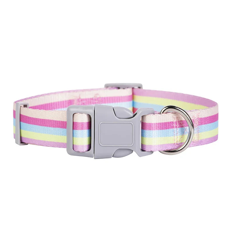 Rainbow Dog Rope Large Medium And Small, Traction Rope Snap On Pet Collar