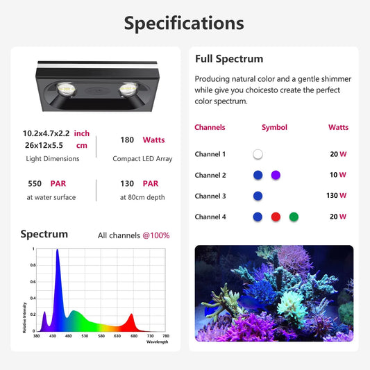 WiFi Led Aquarium Reef Light 180W