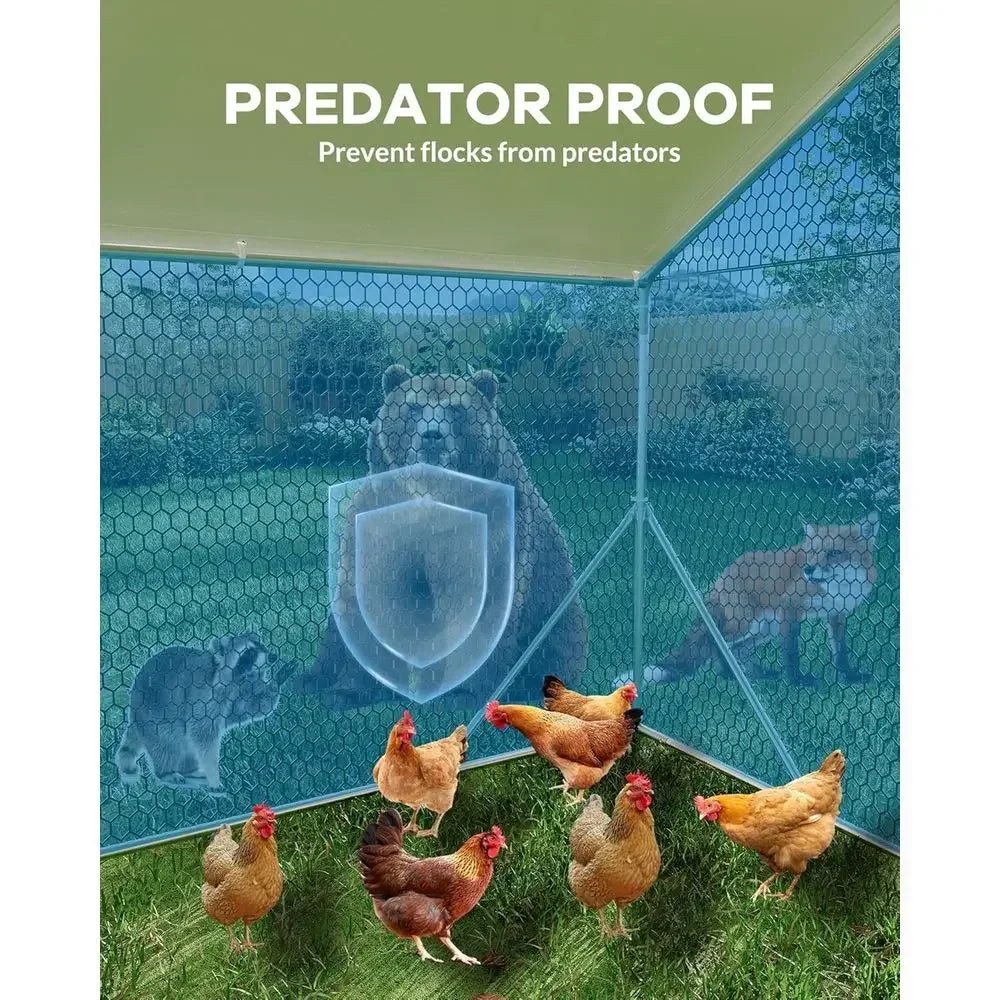Walk-in Chicken Coop with Waterproof UV-Resistant Cover and Run