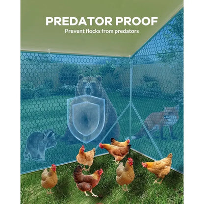 Walk-in Chicken Coop with Waterproof UV-Resistant Cover and Run