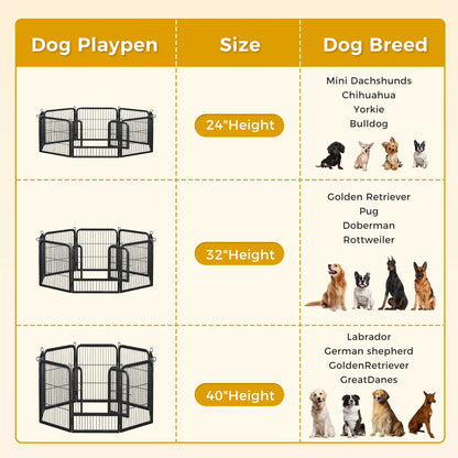 Dog Playpen with Door, Outdoor/Indoor Foldable Metal Fence