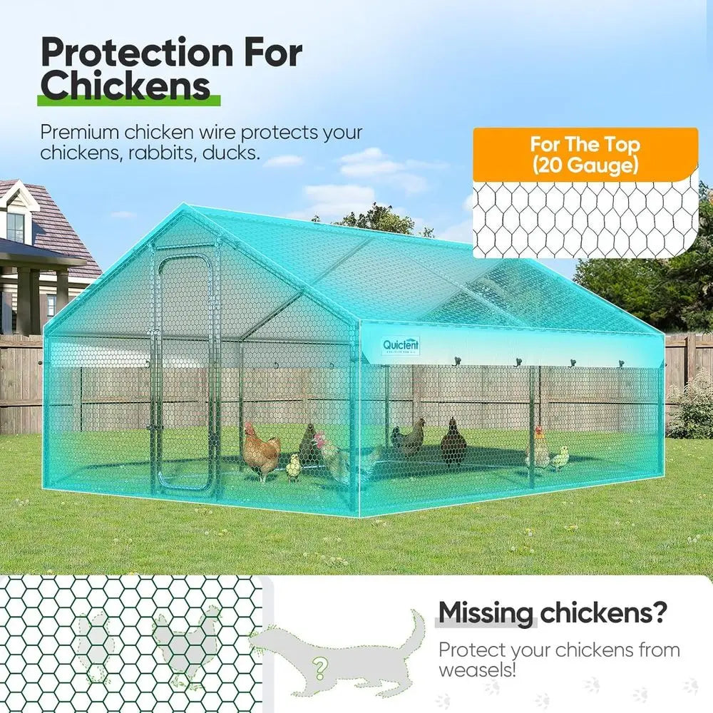 12x9x6.6ft Walk-In Chicken Coop with Nesting Box