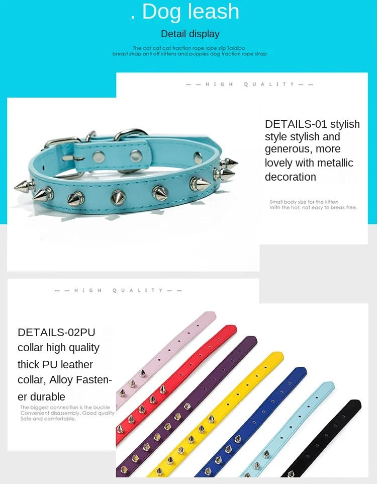 Harp Spiked Studded Leather Dog Collars