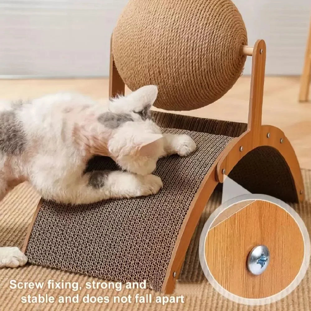 2 In 1, Cat Scratching Ball Wooden Cat Scratcher