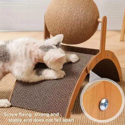 2 In 1, Cat Scratching Ball Wooden Cat Scratcher