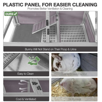 Guinea Pig, Hamster Cage with wheels, Anti-Chewing Ramp and Hideouts,