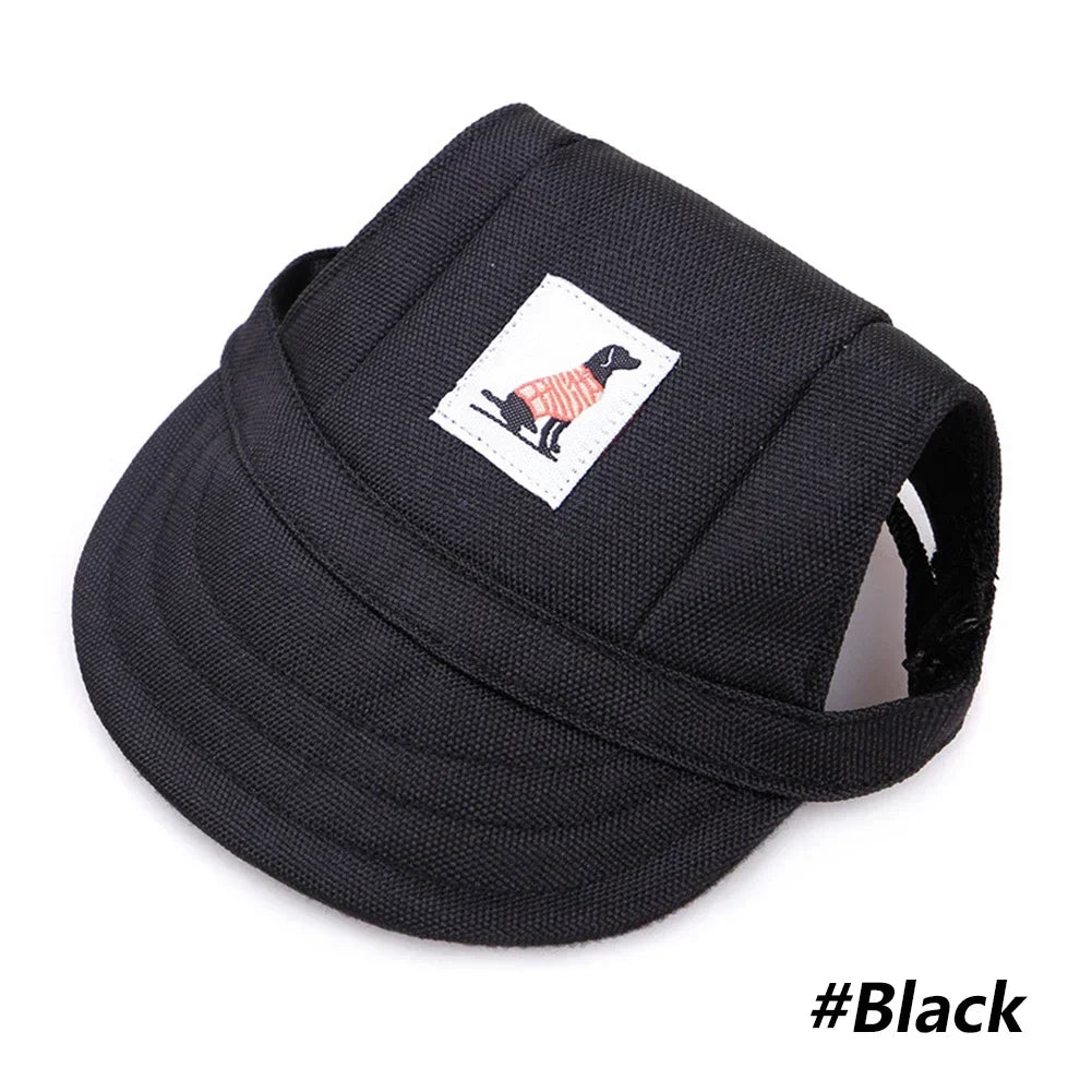 Black pet harness with a label on a white background