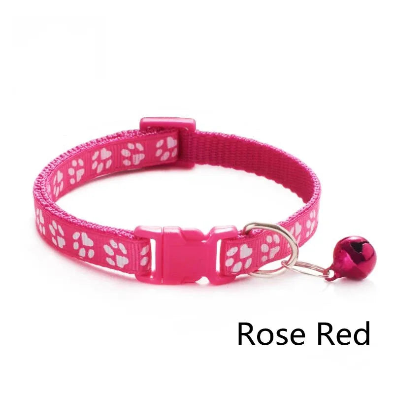 1/6/18pcs Collar With Bell Footprints Colorful Adjustable Bell Ring Necklace Pet