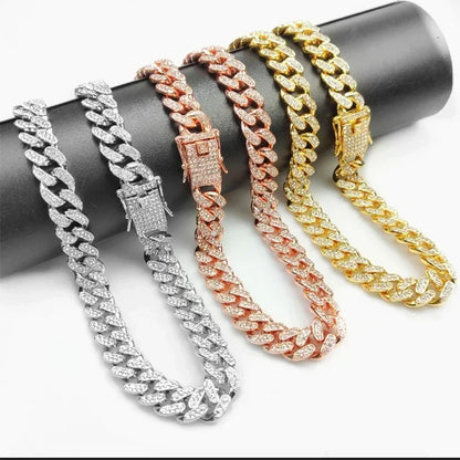Dog Chain Collar Diamond Cuban Link Necklace Metal Cat Chain