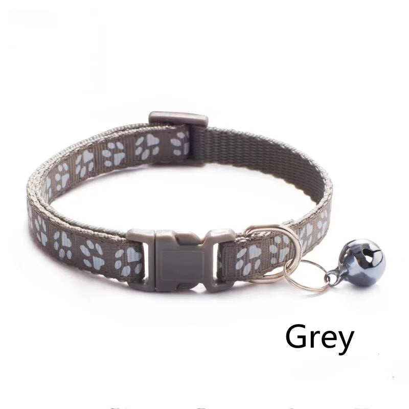 1/6/18pcs Collar With Bell Footprints Colorful Adjustable Bell Ring Necklace Pet