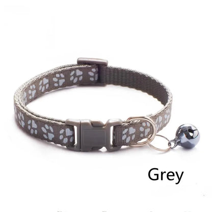 1/6/18pcs Collar With Bell Footprints Colorful Adjustable Bell Ring Necklace Pet