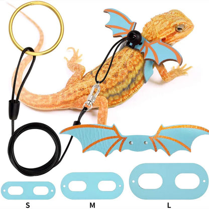 3 Pcs Adjustable Bearded Dragon Leash With Bat Wings Lizard Harness