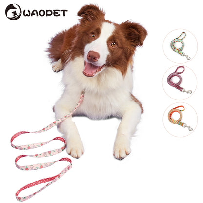 Colorful Silk-Print Cat & Dogs Lead Rope Fashion Nylon Dog Leashes